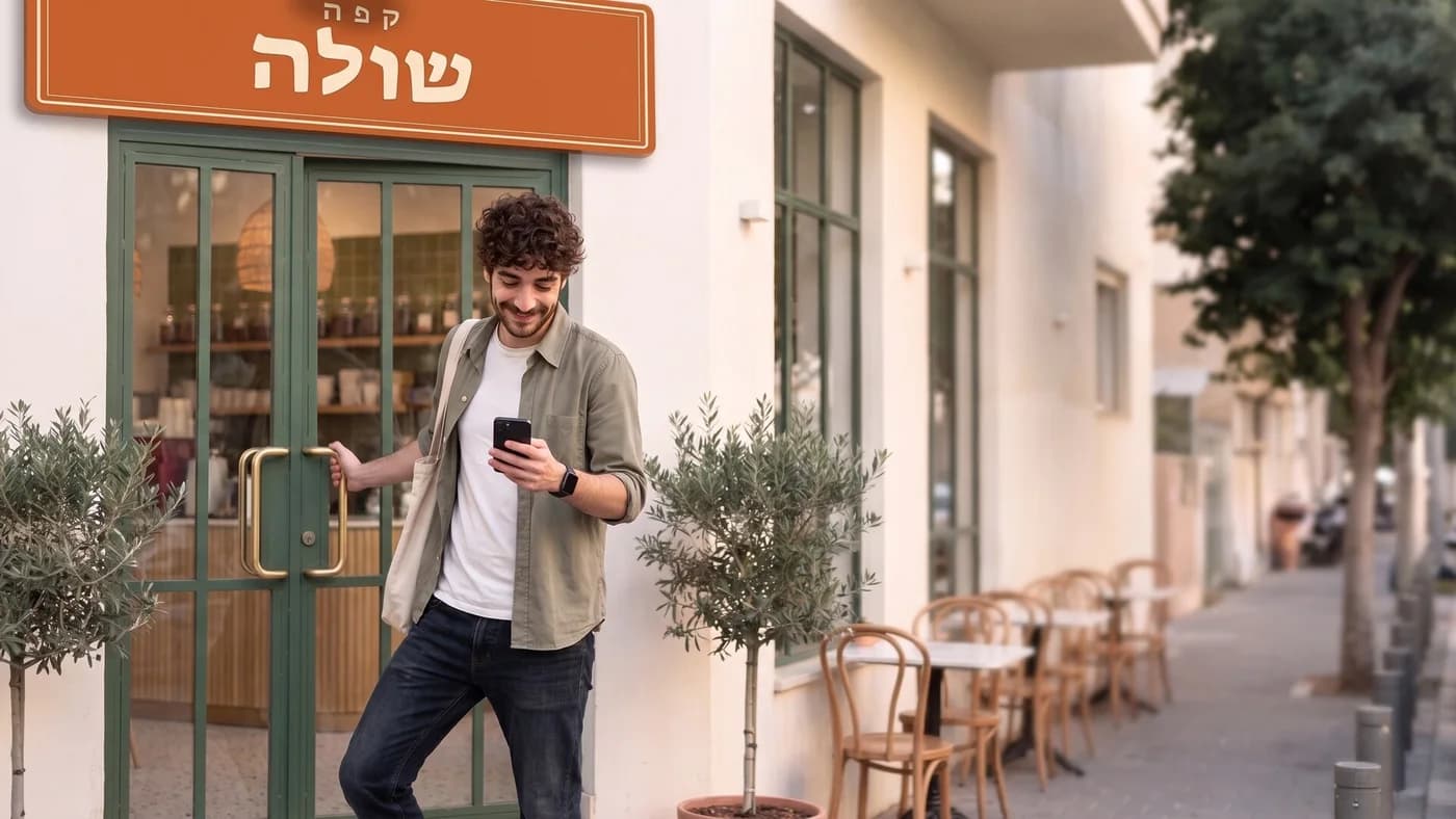 עידו בכניסה לקפה שולה